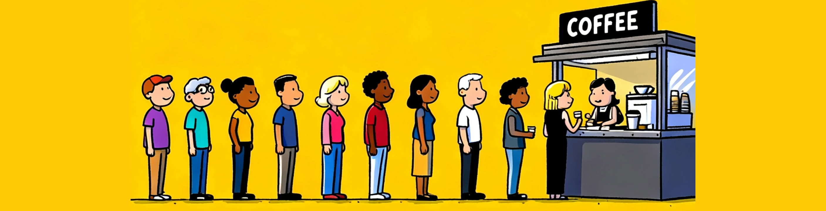 people waiting in line for coffee