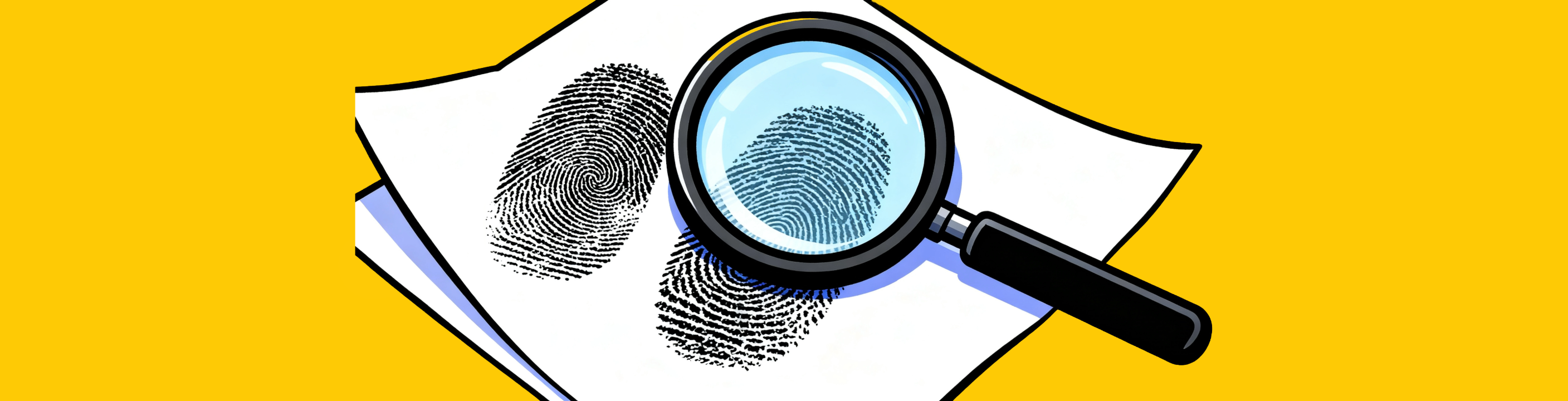 magnifying glass looking at fingerprints