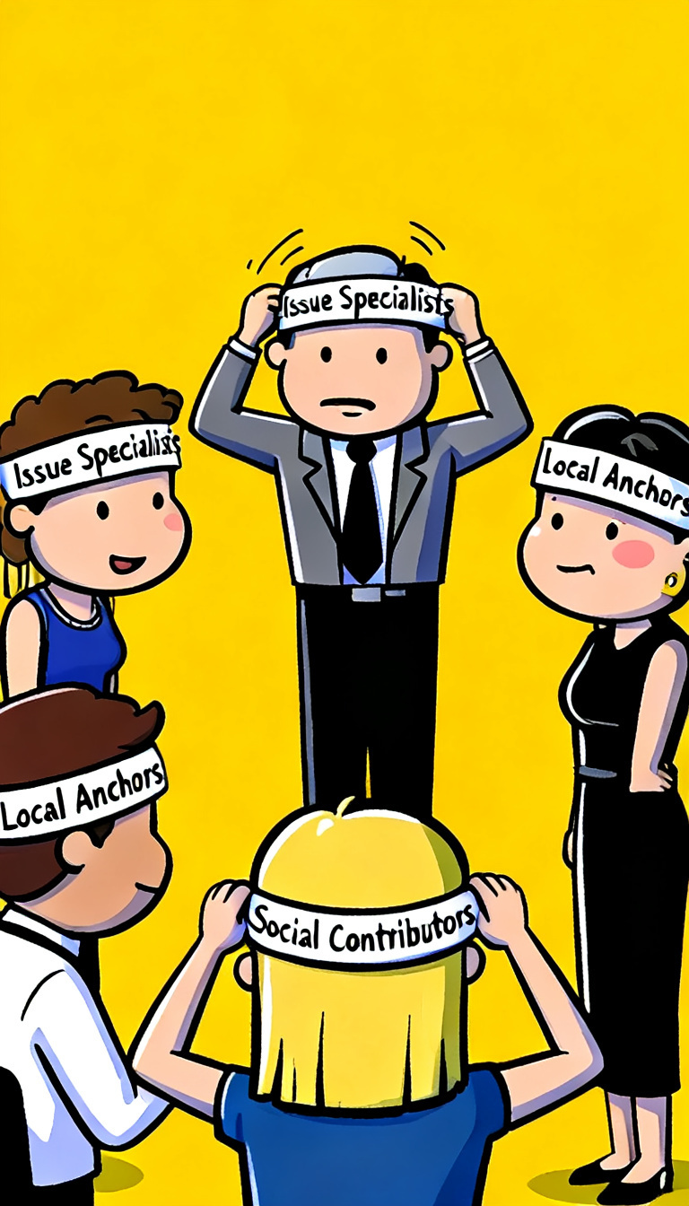 a group of people in segmentation headbands