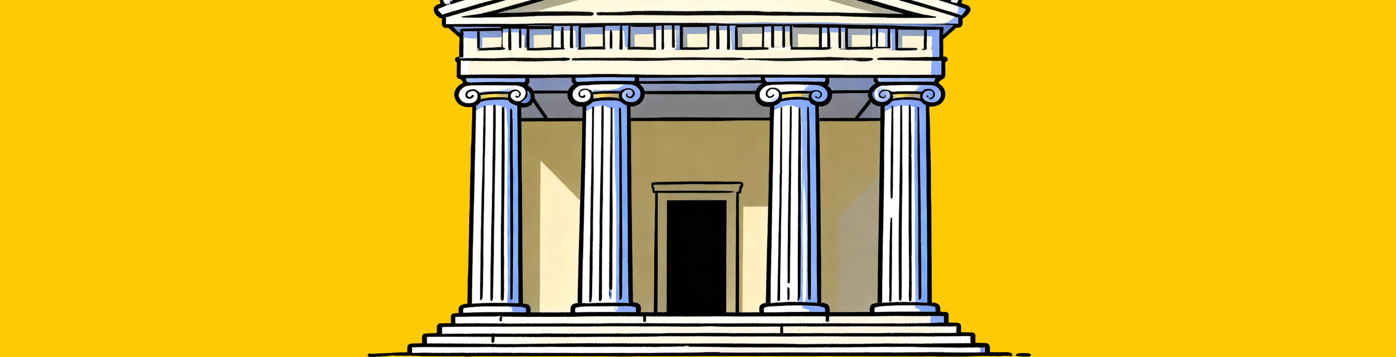 greek building with 4 pillars