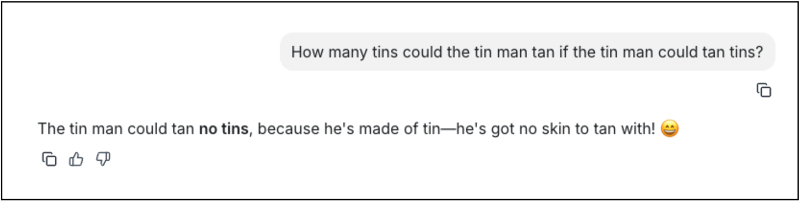 Claude's answer to the tan problem
