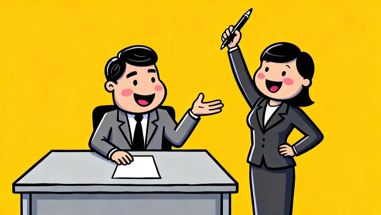 A colleague lifting a pen out of someone's hand above a blank sheet: nothing written specially for the regulator counts as evidence.